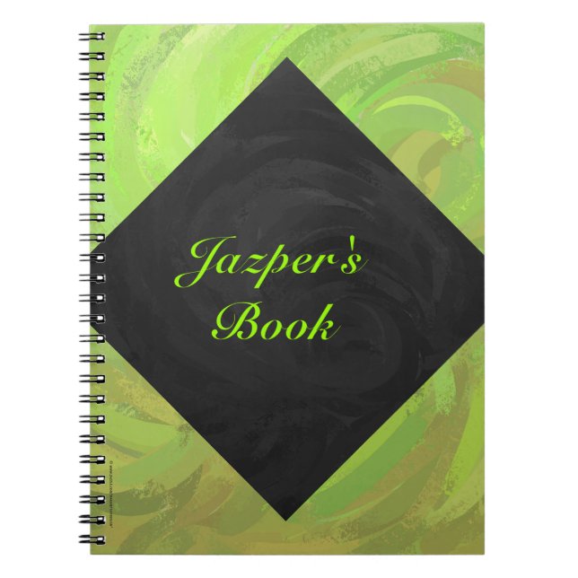 Caderno Espiral Kiwi Bash, Monograma Verde e Preto (Frente)