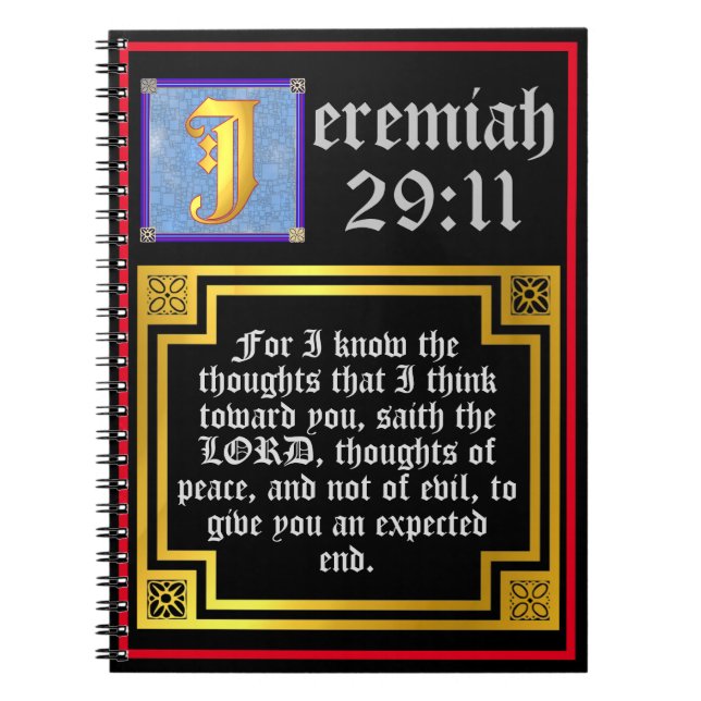 Caderno Espiral KJV Antigo Testamento Jeremiah 29:11 Citação bíbli (Frente)