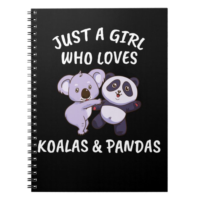 Caderno Espiral Koala Gift Women Panda Girls Cute Koala e Pandas (Frente)