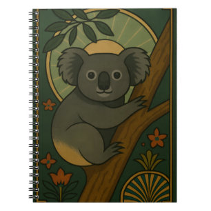 Caderno Espiral Koala Ornamental em Mandala Botânica