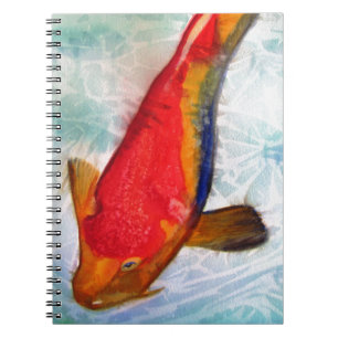 Caderno Espiral Kohaku Koi peixe japonês arte aquarela