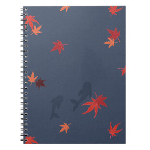 Caderno Espiral Koi de Outono - azul