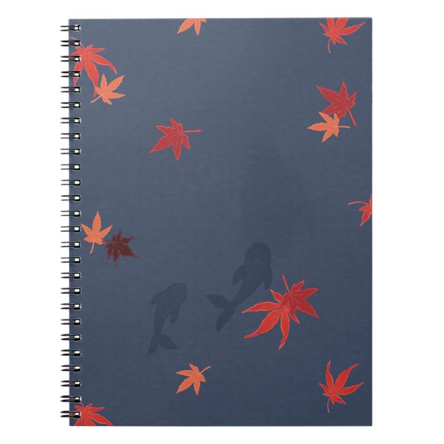 Caderno Espiral Koi de Outono - azul (Frente)