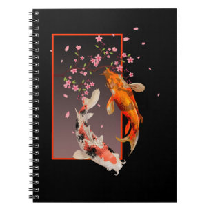 Caderno Espiral Koi Fishes e Flores Japoneses