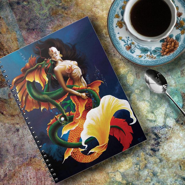 Caderno Espiral Koi Mermaid e Dragon (Criador carregado)
