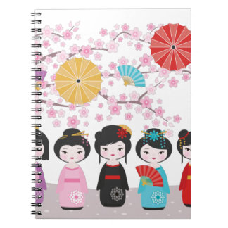 Caderno Espiral Kokeshi Dolls
