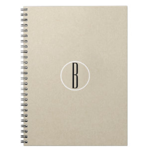 Caderno Espiral Kraft Marrom Chic Monograma Letra Inicial Rústico