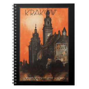 Caderno Espiral Krakow Polônia - Poster de viagens polonês Vintage