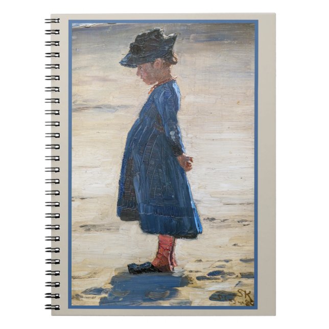Caderno Espiral Kroyer - Menina em pé na Praia de Skagen (Frente)