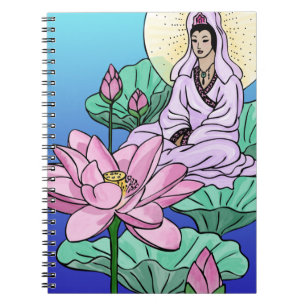 Caderno Espiral Kuan Yin em Lotus
