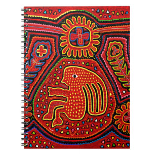 Caderno Espiral Kuna Indian Girl em uma bicicleta