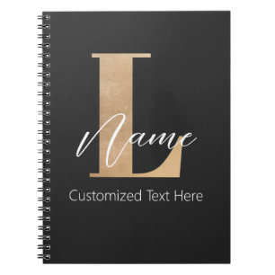 Caderno Espiral L & Name Iniciais Monogramados Modernos Personaliz