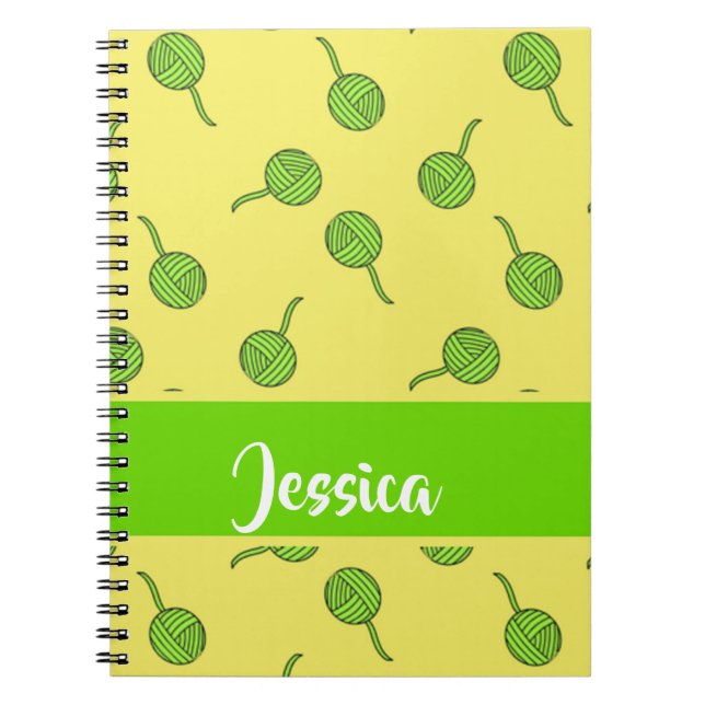 Caderno Espiral Lã verde rola em amarelo (Frente)