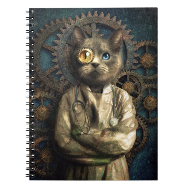Caderno Espiral Lab Cat Steampunk (Frente)