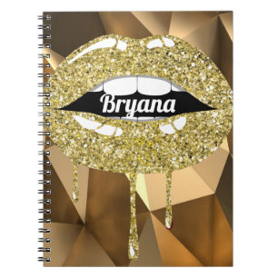 Caderno Espiral Lábios a Pingar Brilho de Luxo Beleza Glamour