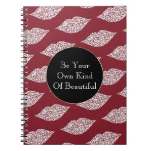 Caderno Espiral Lábios de diamante branco vermelho