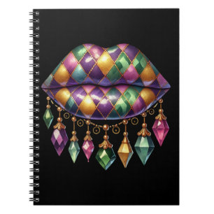 CADERNO ESPIRAL LÁBIOS E JUDEUS MARDES DOURADOS VERDES PURPOS