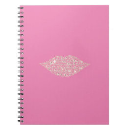 Caderno Espiral Lábios Glam Diamond Rosa Beijo