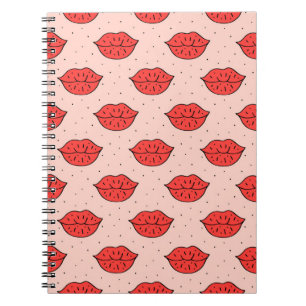 Caderno Espiral Lábios humanos bonitinho desenho desenhado à mã