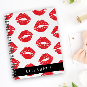 Caderno Espiral Lábios Vermelhos, Batom Vermelho, Padrão De Lábios