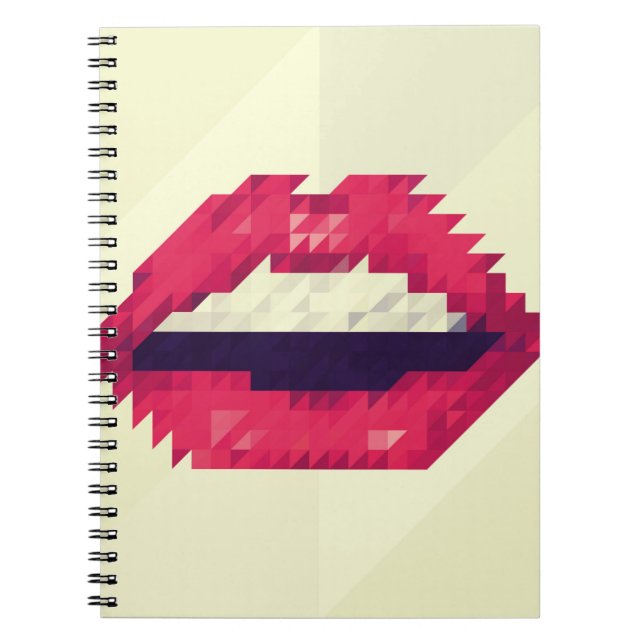 Caderno Espiral Lábios vermelhos feitos de pequenos triângulos, pi (Frente)