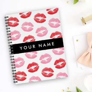 Caderno Espiral Lábios Vermelhos, Lábios Rosa, Beijo, Seu Nome, Pe