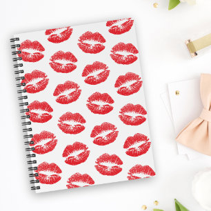 Caderno Espiral Lábios Vermelhos, Padrão De Lábios, Batom Vermelho