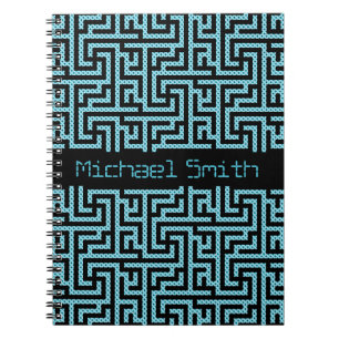 Caderno Espiral Labirinto Azul e Preto