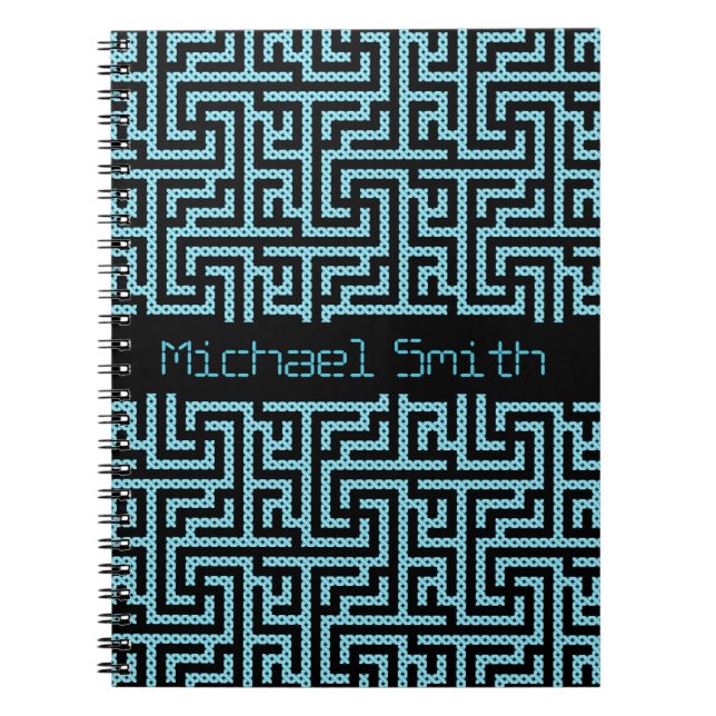Caderno Espiral Labirinto Azul e Preto (Frente)
