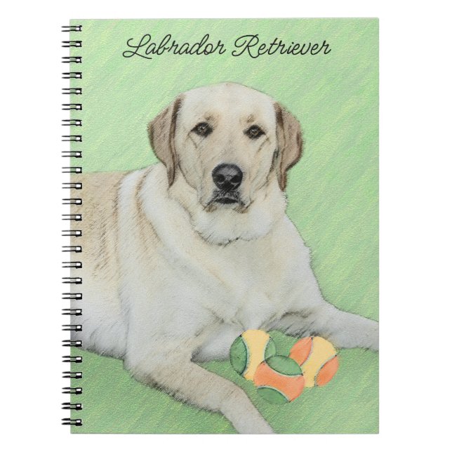 Caderno Espiral Labrador Amarelo - Impressão de Retriever e Tênis (Frente)