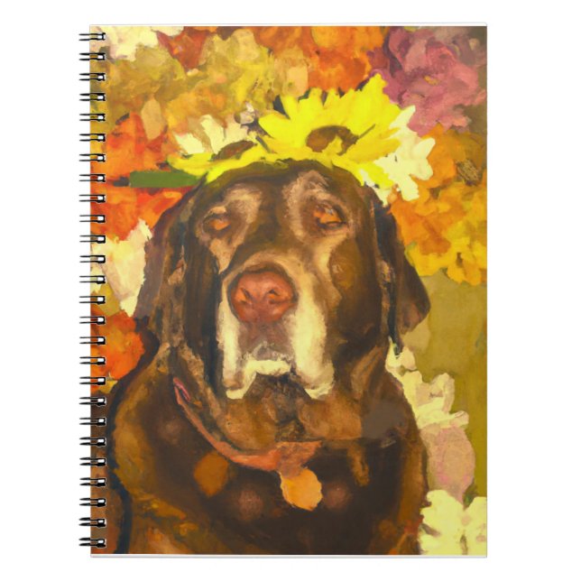Caderno Espiral Labrador nas flores (Frente)