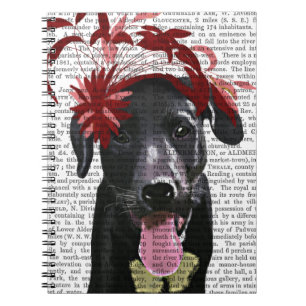 Caderno Espiral Labrador Preto Com Fascinador Vermelho