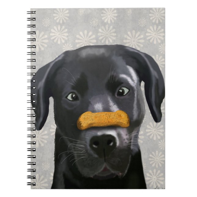 Caderno Espiral Labrador Preto com Osso no Nariz 2 (Frente)