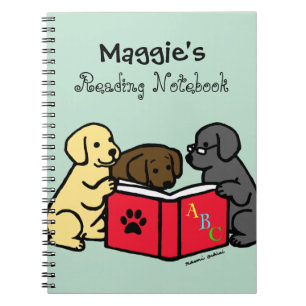 Caderno Espiral Labrador Puppies Lendo Notebook