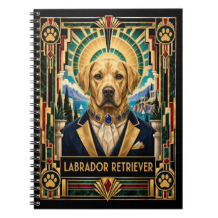 Caderno Espiral Labrador Retriever, Cão Art Déco