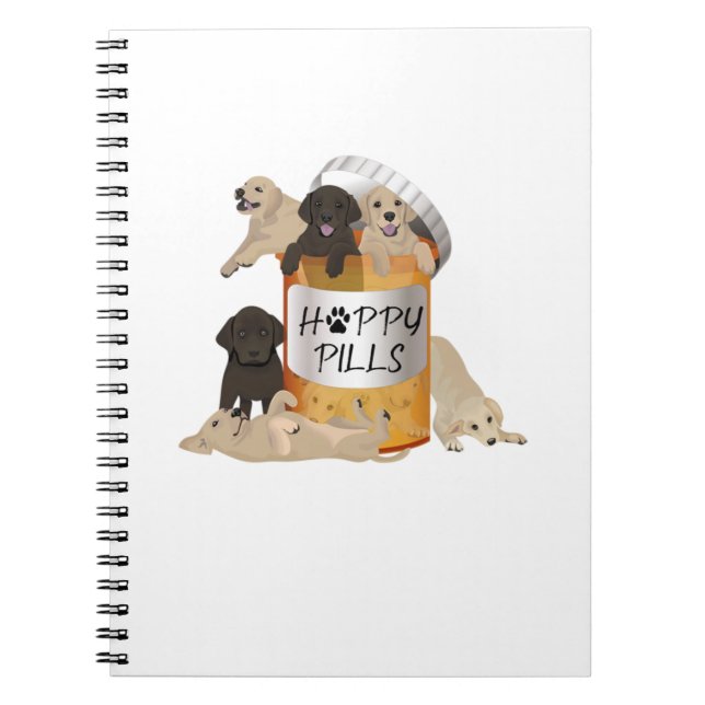 Caderno Espiral Labrador Retriever Proprietário Feliz Pílulas Anti (Frente)