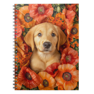 Caderno Espiral Labrador x Ouro Puppy escondido em papagaios