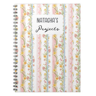 Caderno Espiral Lace colorido de estilo Chique e rosa floral