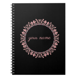Caderno Espiral Lace de vidros, rendas cor-de-rosa, rendas, guarda
