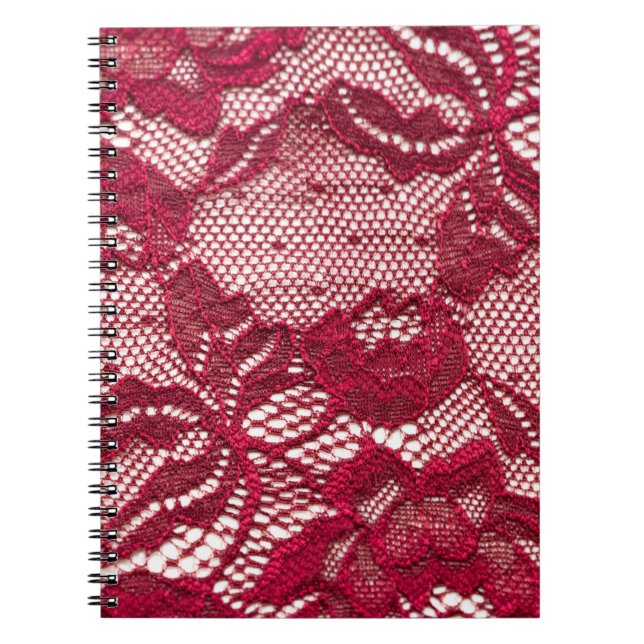 Caderno Espiral Lace vermelho: têxtil de gaquard elástica. (Frente)