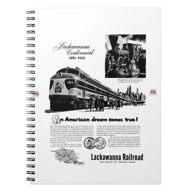 Caderno Espiral Lackawanna Railroad Centennial 1951 (Frente)