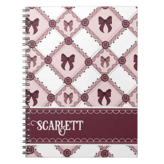 Caderno Espiral Laço Borgonha Coquete