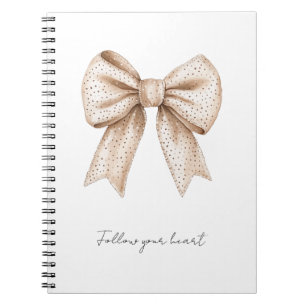 Caderno Espiral Laço Branco de Pêssego
