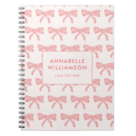 Caderno Espiral Laço Coquette Rosa Bege