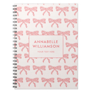 Caderno Espiral Laço Coquette Rosa Bege