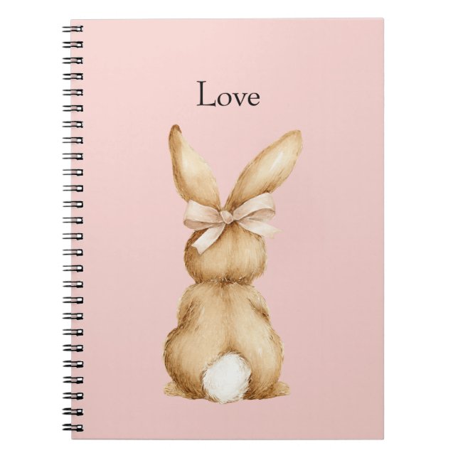 Caderno Espiral Laço de Coelho Rosa Cauda Branca (Frente)