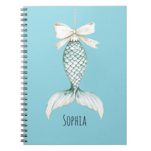 Caderno Espiral Laço de Creme de Sereia de Natal