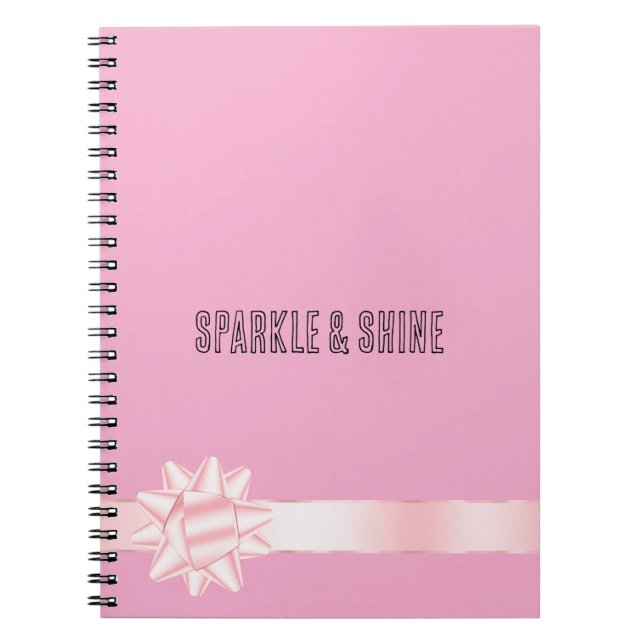 Caderno Espiral Laço de Fita Rosa Cor-de-Rosa (Frente)
