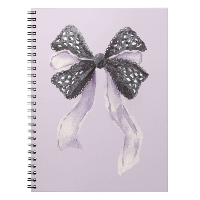 Caderno Espiral Laço Lavanda Preto (Frente)