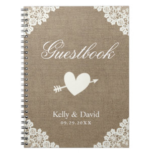 Caderno Espiral Laço rústico do branco de serapilheira do